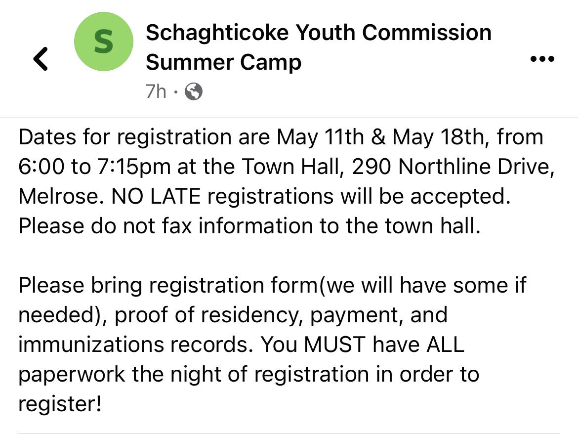 Schaghticoke Youth Commission Village of Schaghticoke